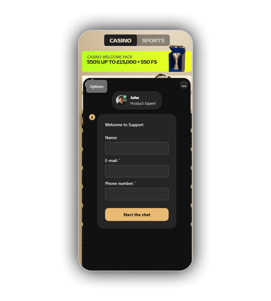 Spin Formula support chat window with a product expert ready to help