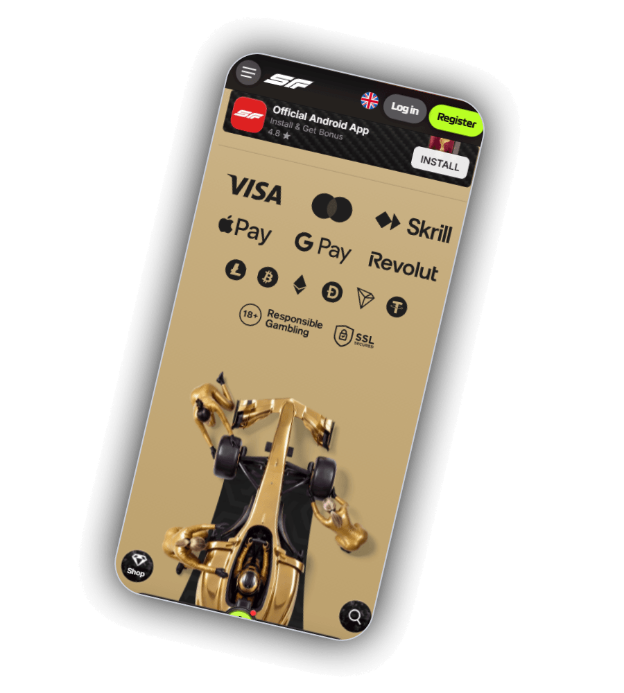 Spin Formula cashier with Visa, Mastercard, Apple Pay, Google Pay, Skrill, Revolut, Bitcoin, Ethereum, Litecoin, Dogecoin, Tron and USDT